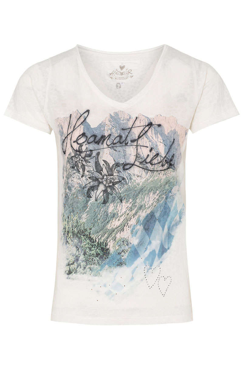 Damen Trachten T-Shirt 'Hoamt Liebe' offwhite