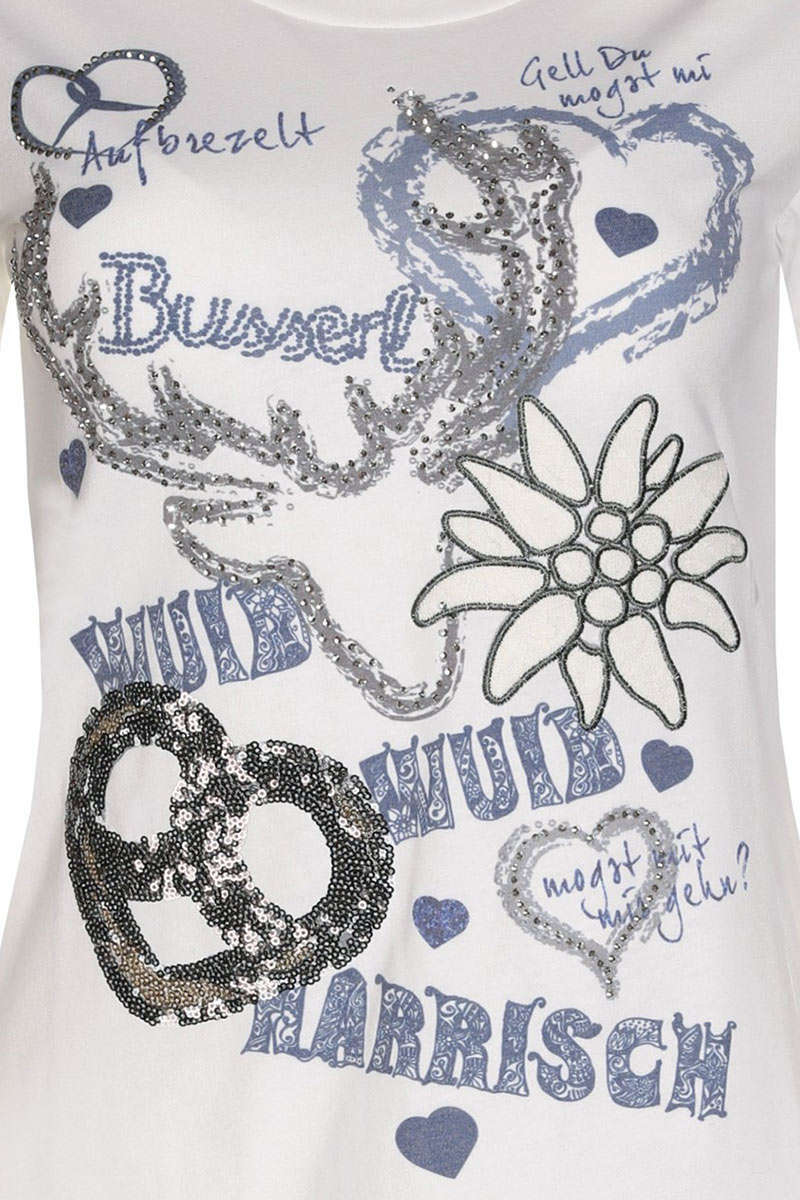 Damen Trachten-Shirt mit 3/4-Arm weiss Bild 2