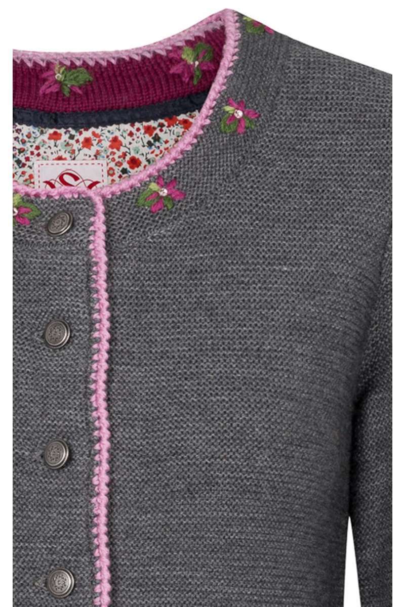 Damen Trachten Strickjacke Grau-Rosa-Beere Bild 2