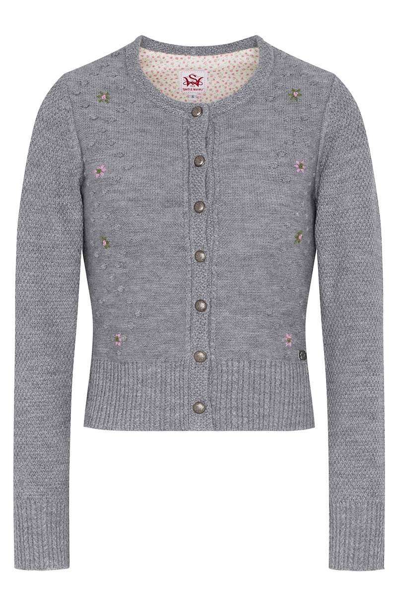Damen Trachten Strickjacke hellgrau