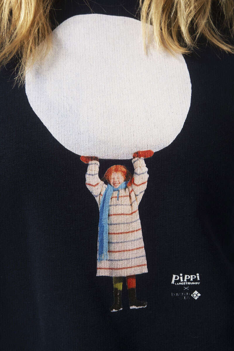 Damen Pullover Schneeballschlacht mit Pippi dunkelblau Bild 2