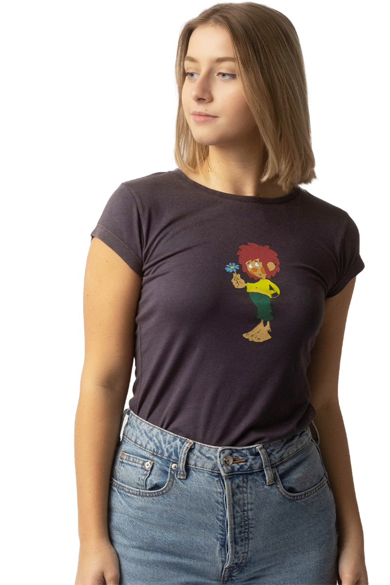 Damen T-Shirt 'Pumuckl Blume' anthrazit Bild 2