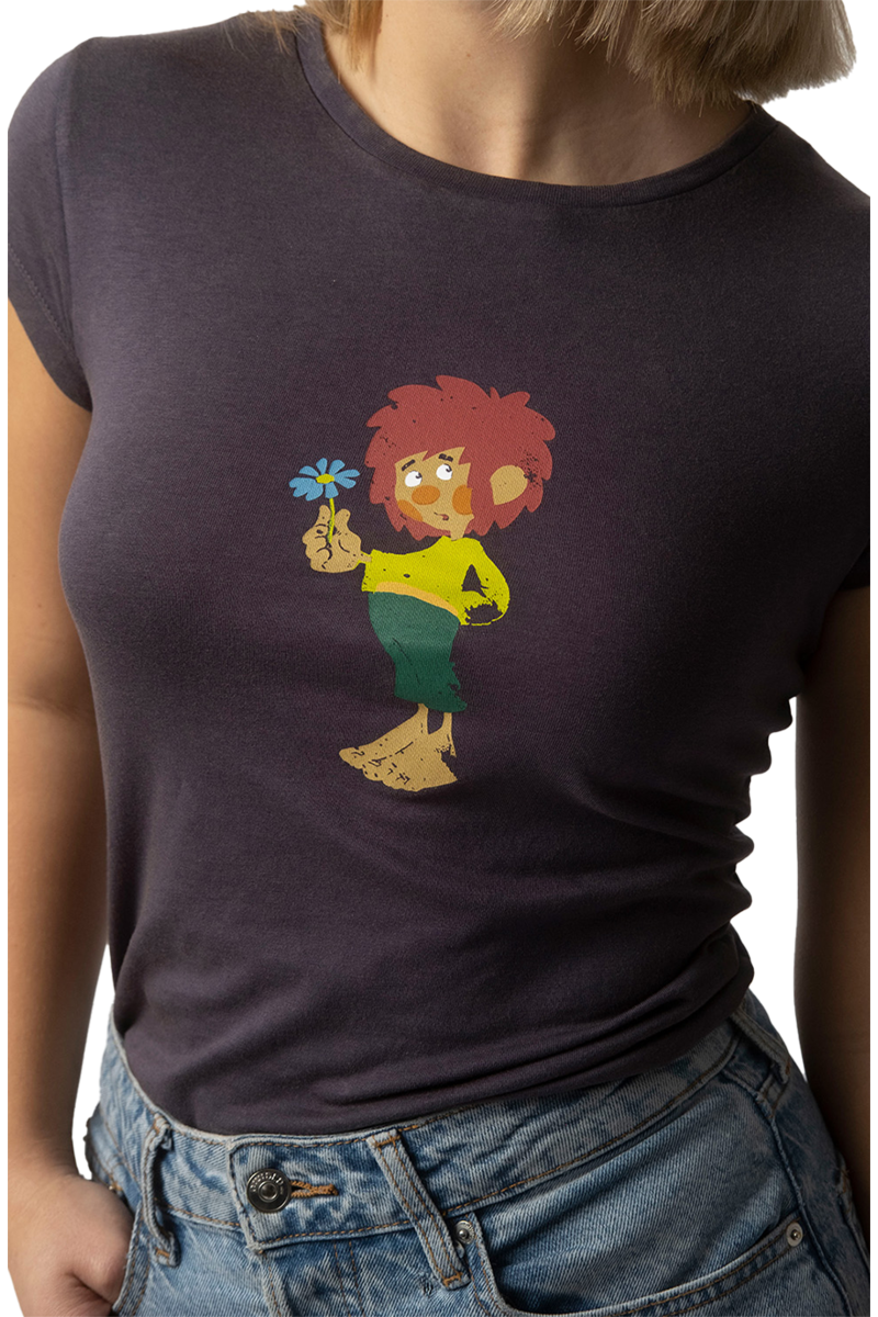 Damen T-Shirt 'Pumuckl Blume' anthrazit Bild 2