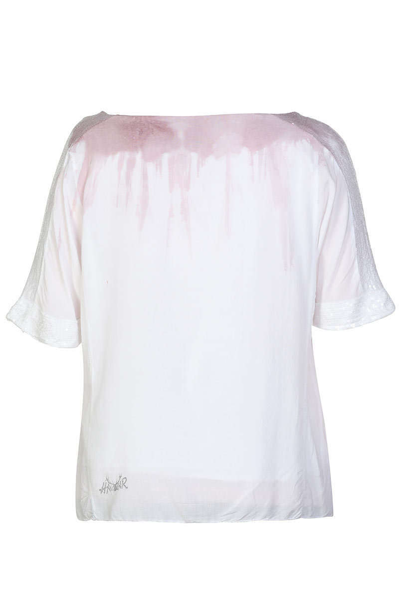 Trachten Blusenshirt weiss rosa Bild 2