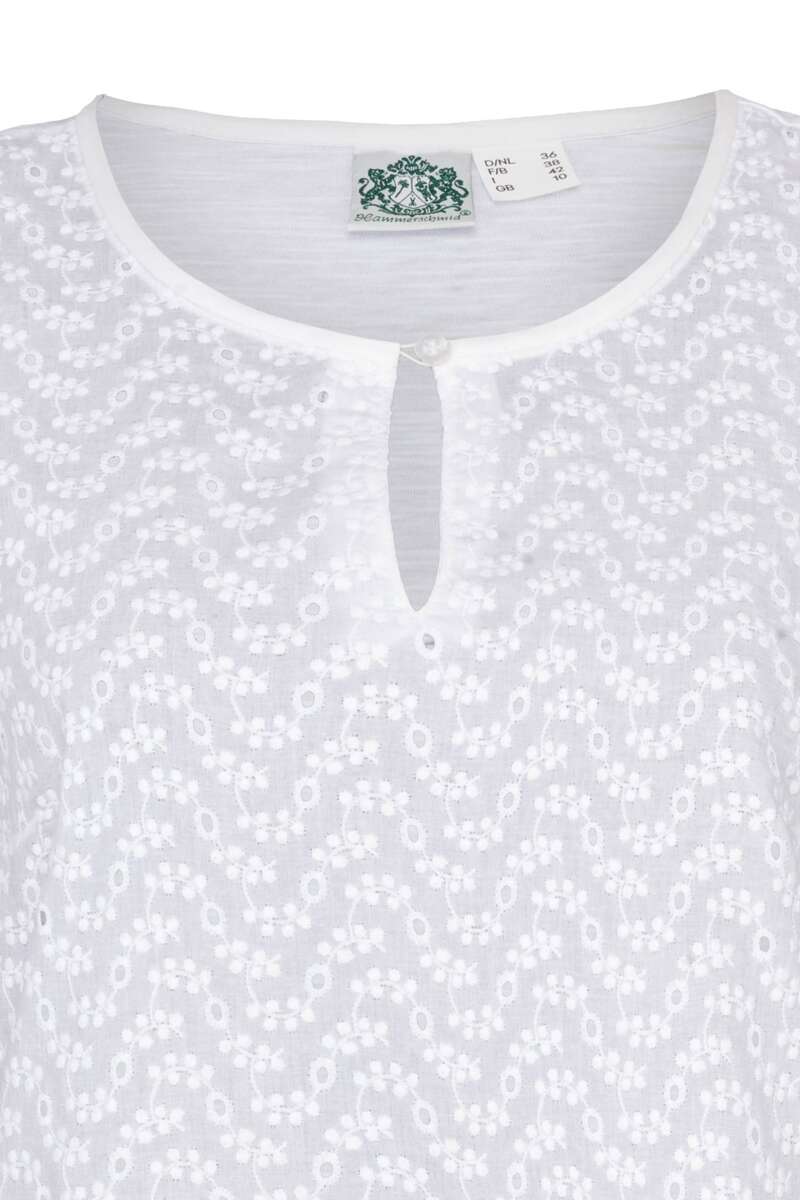 Damen T-Shirt mit floraler Lochmusterung weiß Bild 2