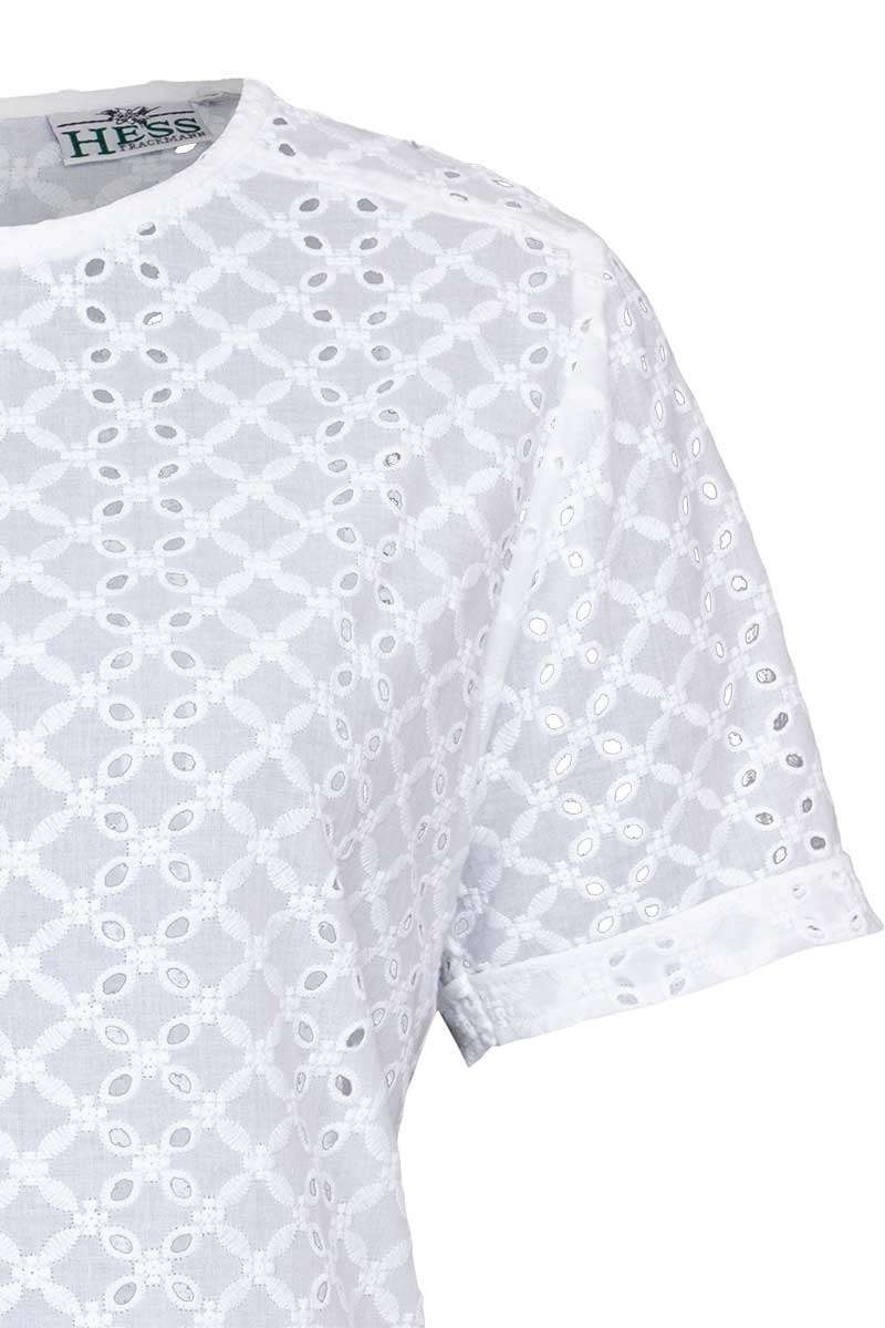 Damen Trachten Spitzenbluse hochgeschlossen kurzarm wei Bild 2