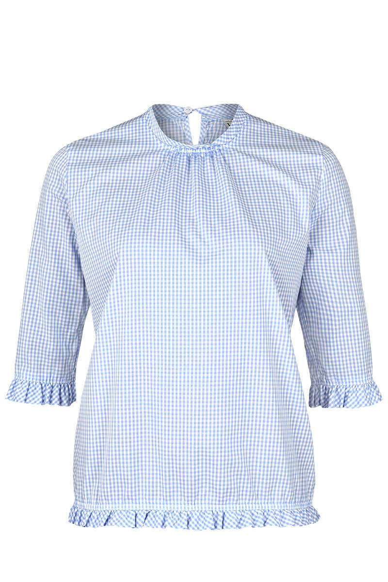 Klassisches Damen Trachtenhemd 3//4 Arm Farbe rot hellblau oder lila Gr 32-50