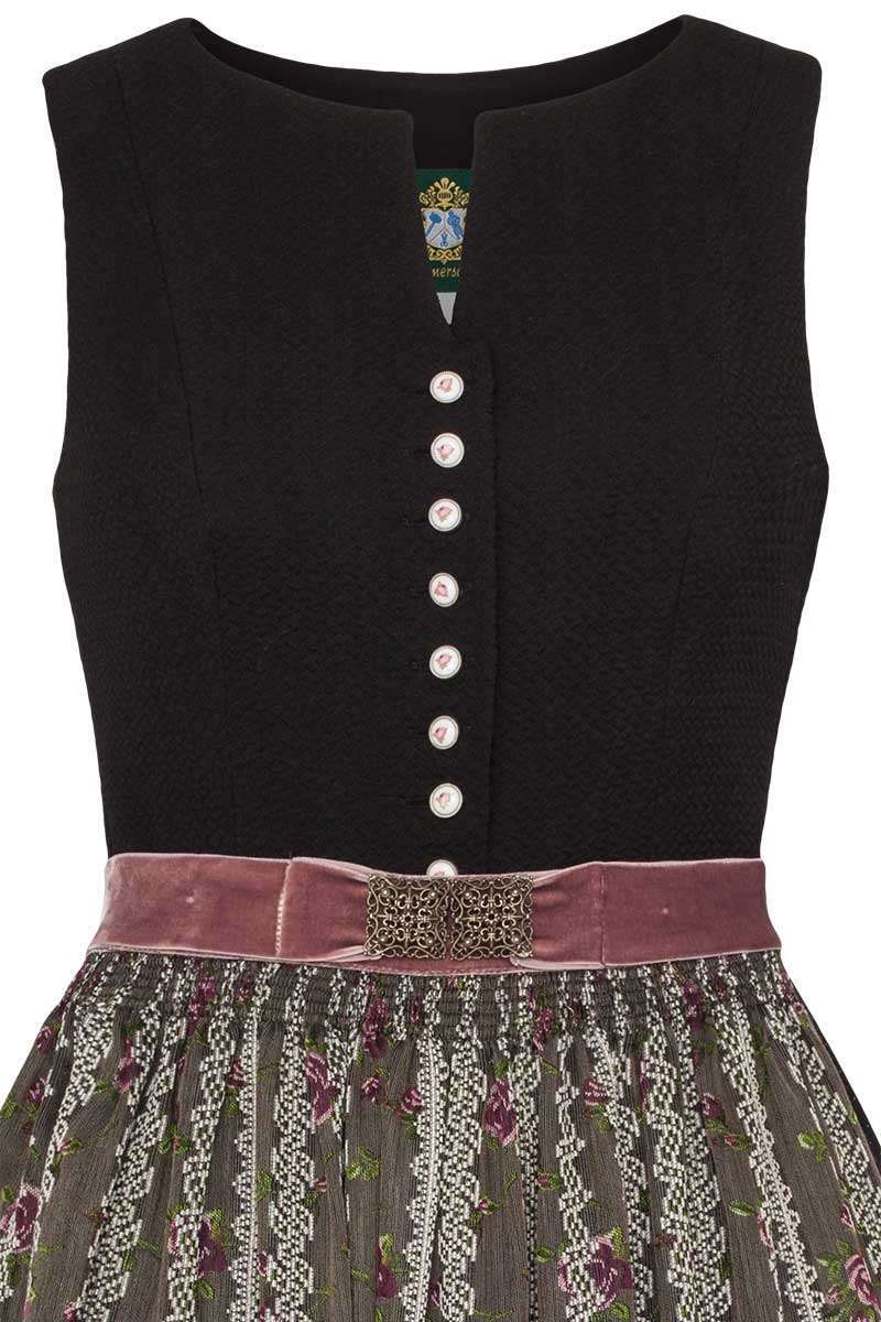 Stretch Midi Dirndl hochgeschlossen schwarz Bild 2