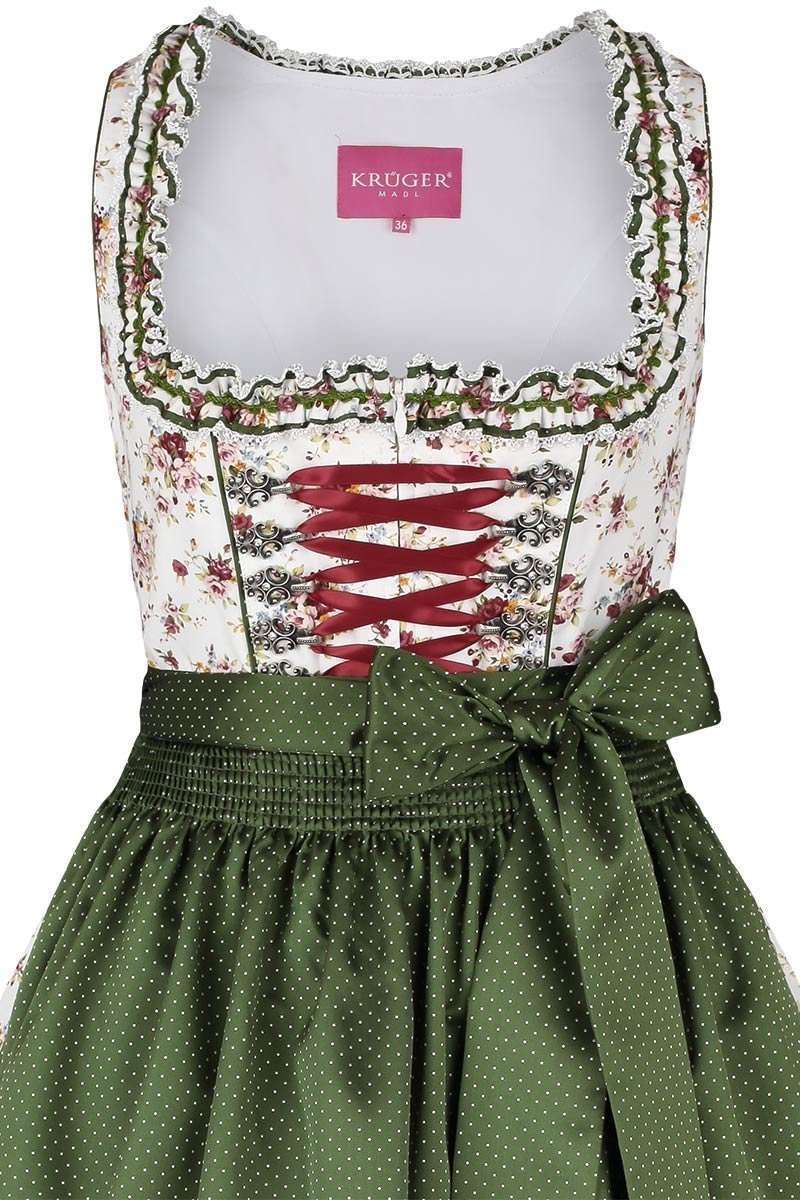 Damen Dirndl Blumen kurz wei grn Bild 2