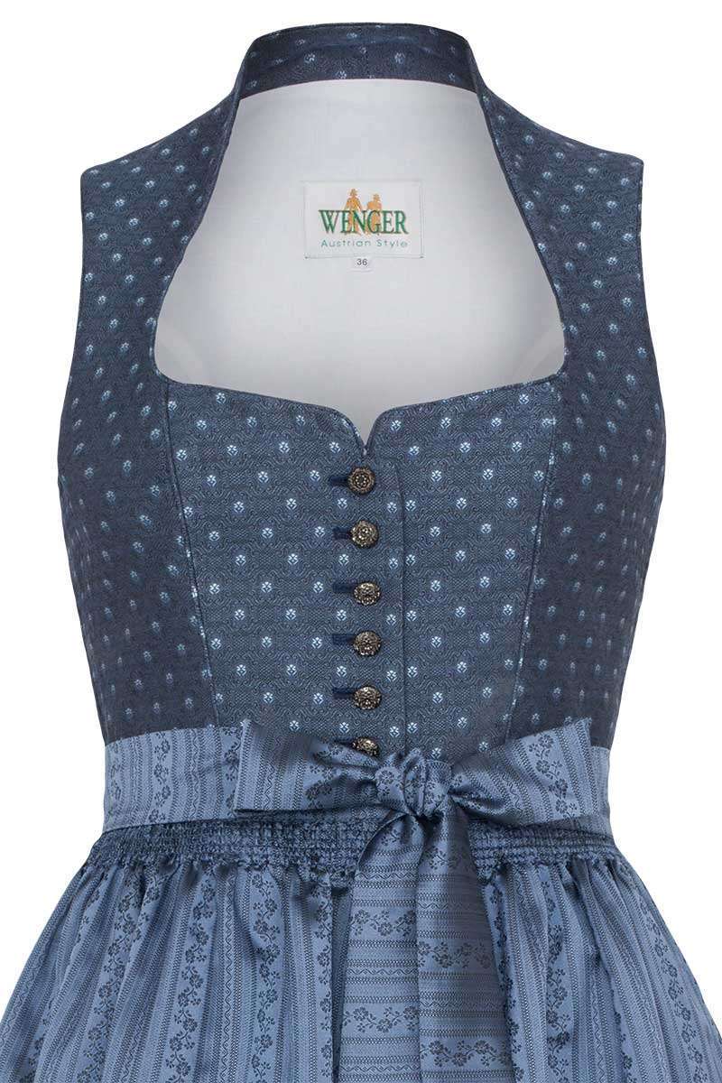 Dirndl lang mit Schneewittchenkragen blau Bild 2