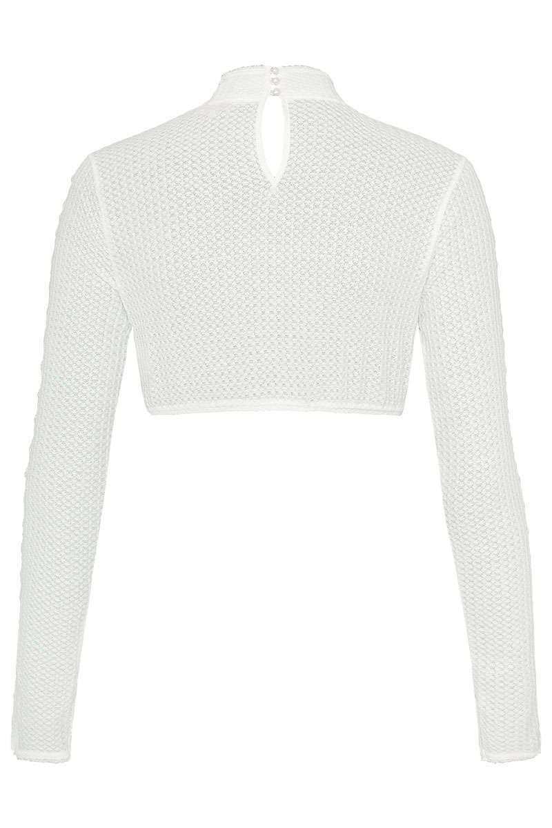 Langrmlige Dirndlbluse mit Stehkragen ecru Bild 2