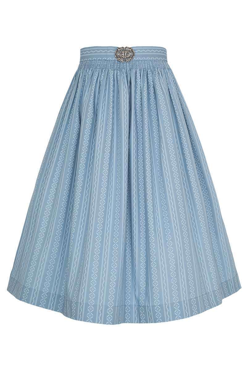 Dirndl-Schrze 70cm mit Broschen-Schliee hellblau gemustert