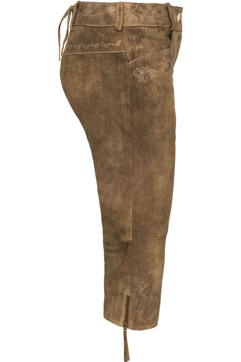 Damen Trachten Leder-Kniebundhose in 3/4-Länge schotterbraun Bild 2