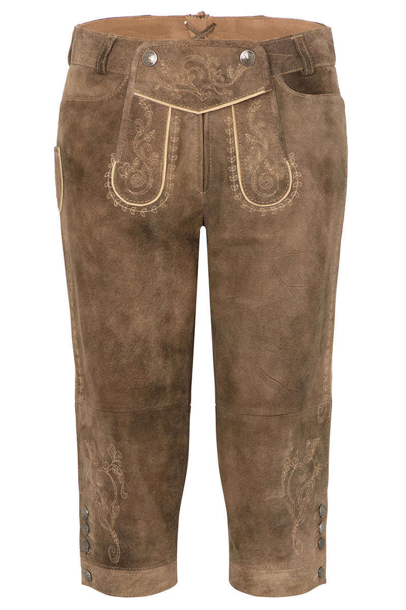 Damen Leder-Kniebundhose Ziegenvelour schotter holz