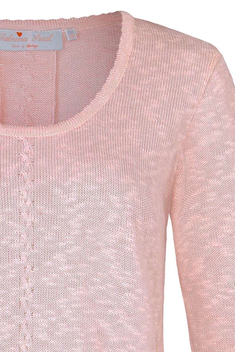Trachten Pullover mit Zopfmuster und Falte rosa Bild 2