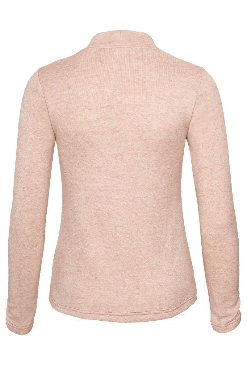 Damen Pullover mit Stehkragen und Brosche rosa Bild 2