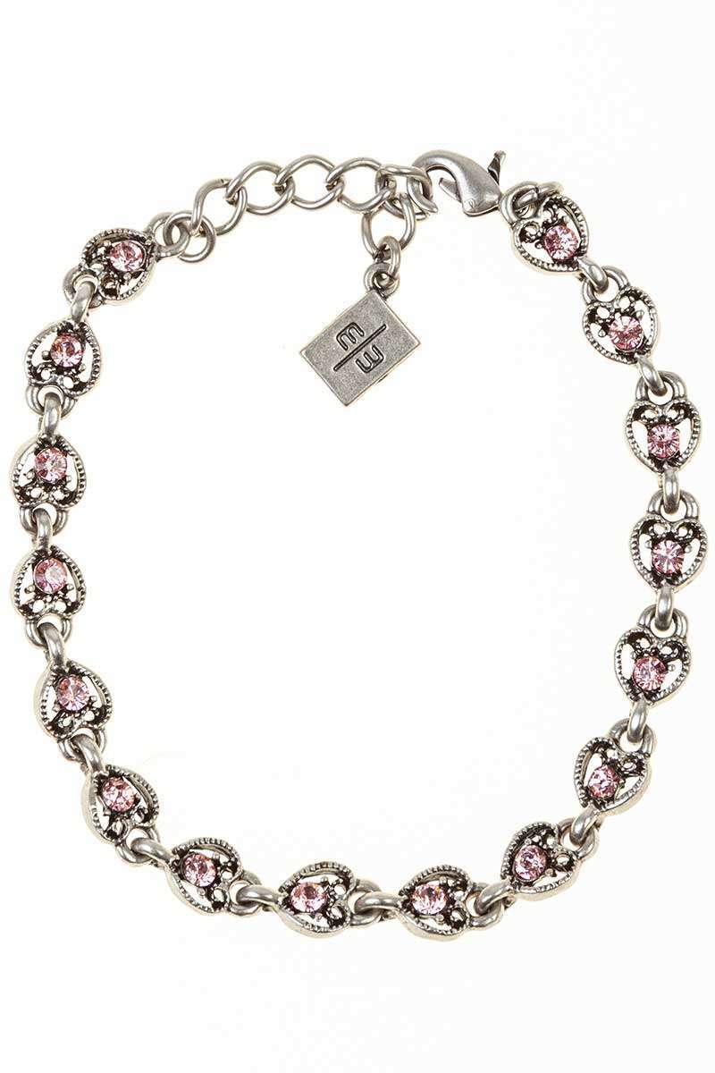 Damen Trachten-Armband altsilber Light rose