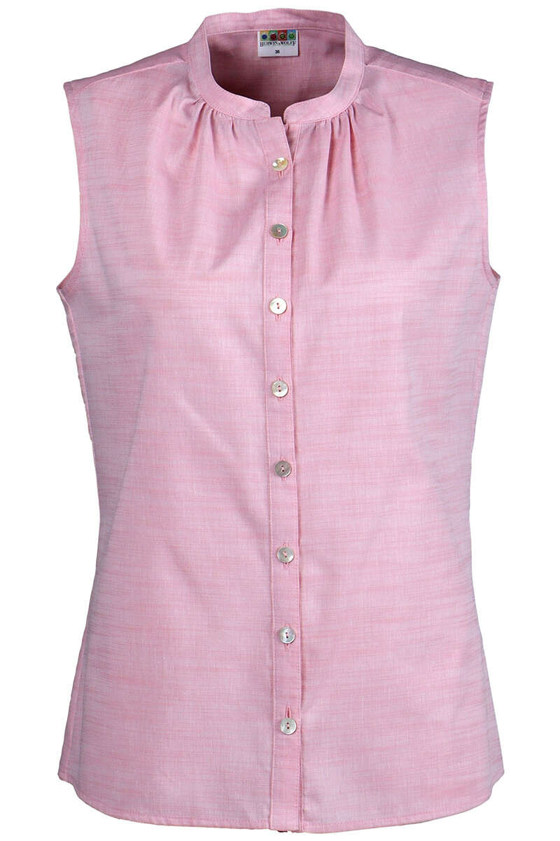 Damen Leinenbluse ohne Arm rosa