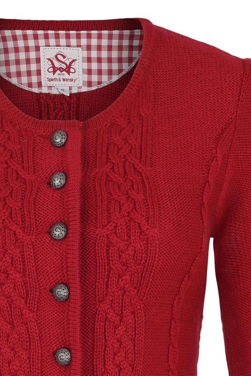 Damen Trachten Strickjacke mit Zopfmuster rot Bild 2