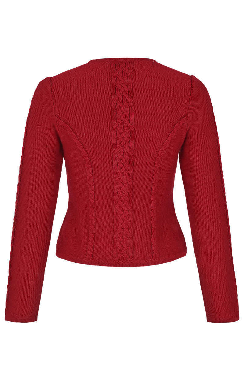 Damen Trachten Strickjacke mit Zopfmuster rot Bild 2