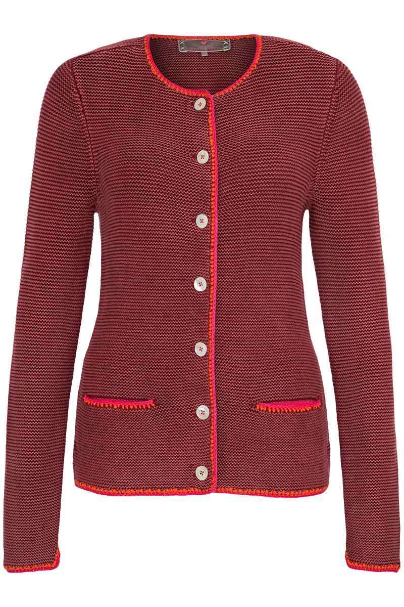 Damen Trachten Strickjacke bordeaux