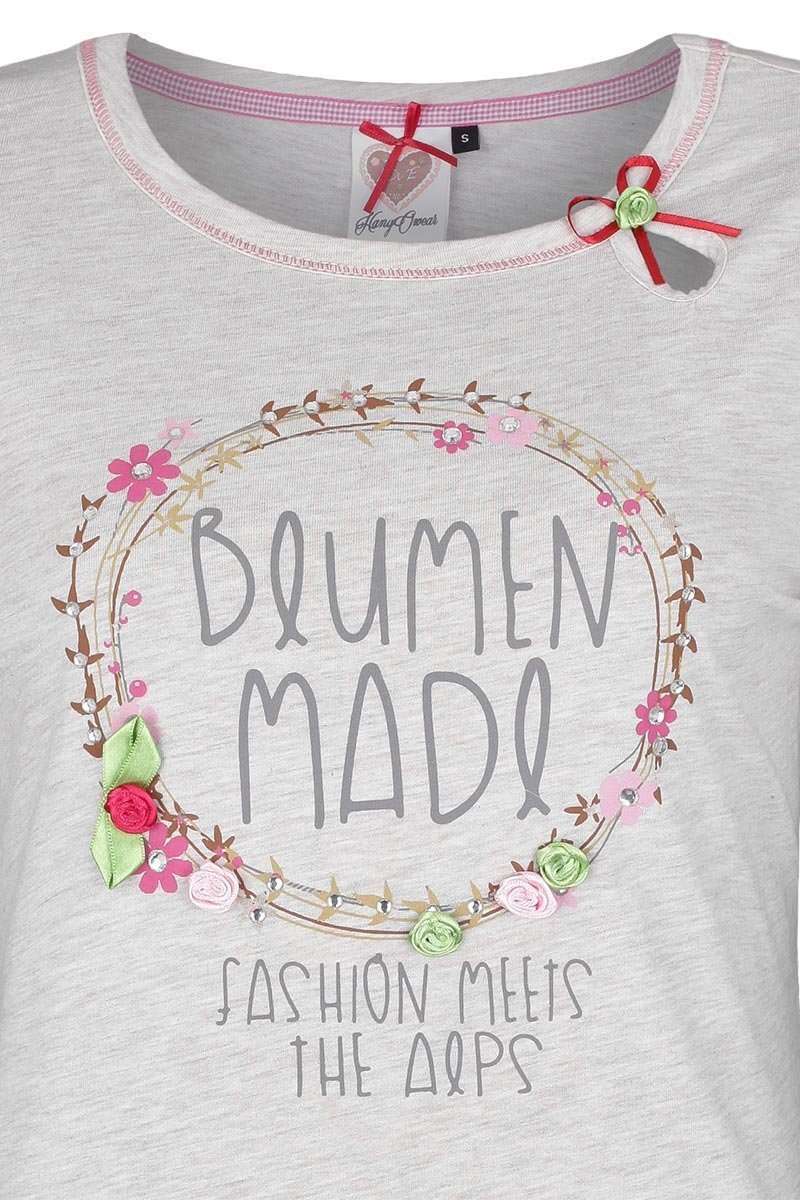 Damen Trachten T-Shirt Blumen Madl beige Bild 2