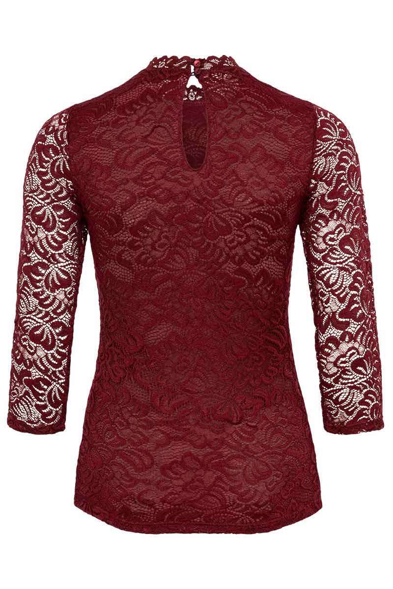 Damen Spitzen-T-Shirt 3/4-Arm beere Bild 2