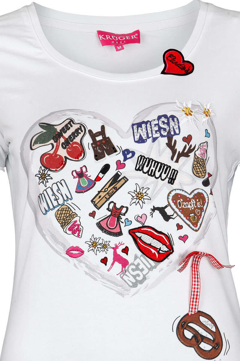 Damen Trachten T-Shirt Herz Weiß Bild 2