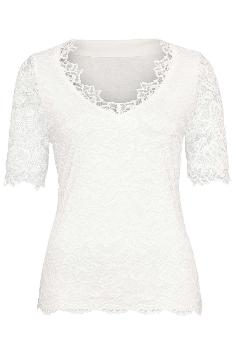 Damen Trachten T-Shirt Spitze offwhite - Trachtenshirts Damen - Trachten Werner
