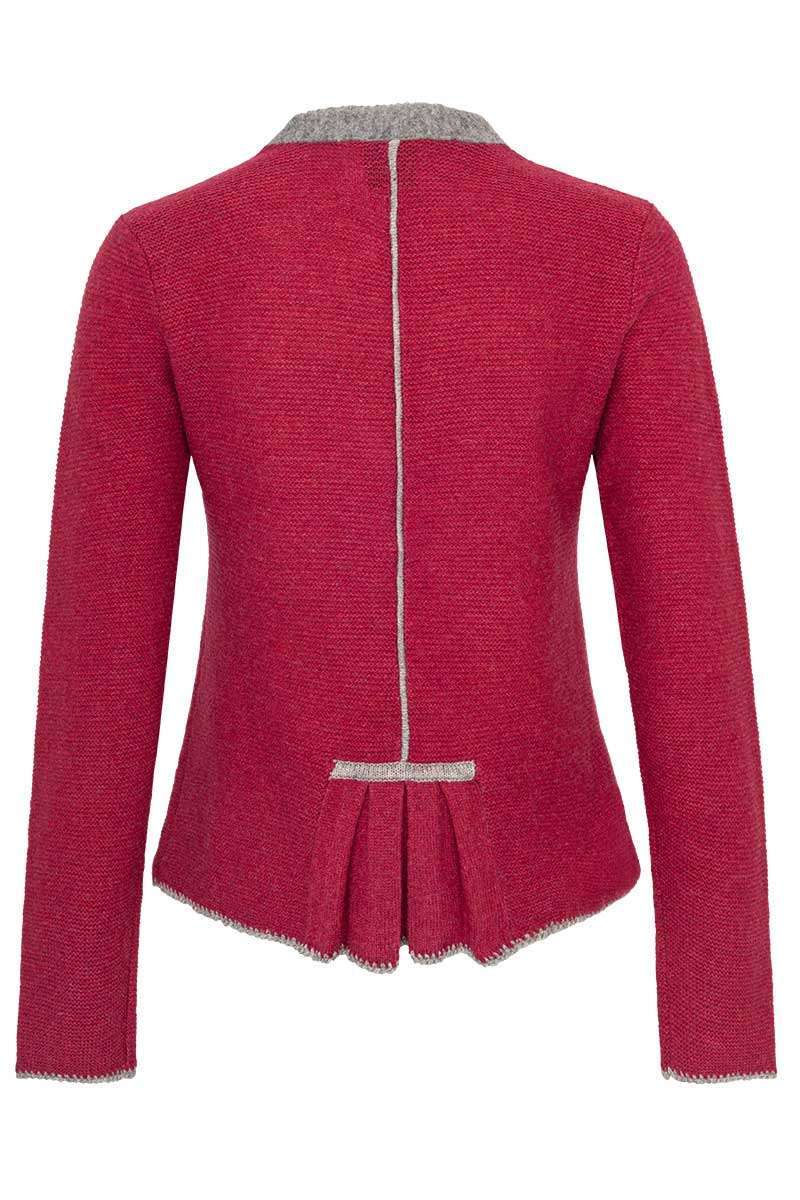 Damen Trachtenstrickjacke mit Stehkragen und Schchen weinrot Bild 2