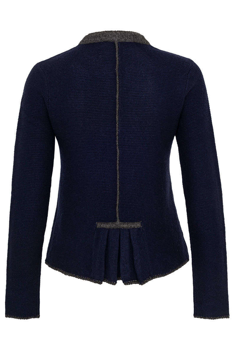 Damen Trachtenstrickjacke mit Stehkragen und Schchen marine Bild 2