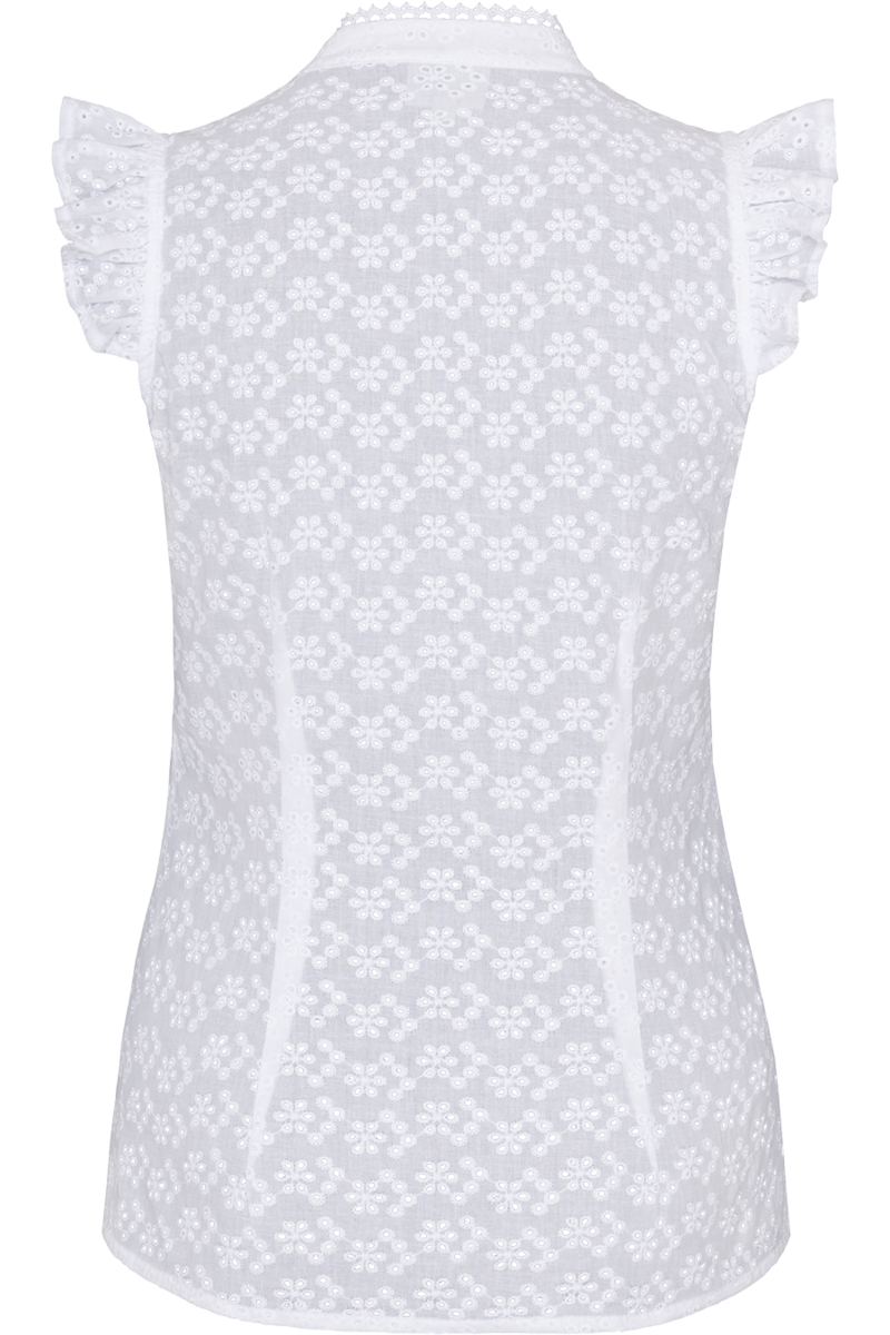 Damen Trachtenbluse mit Flgelrmel und Lochstickerei wei Bild 2