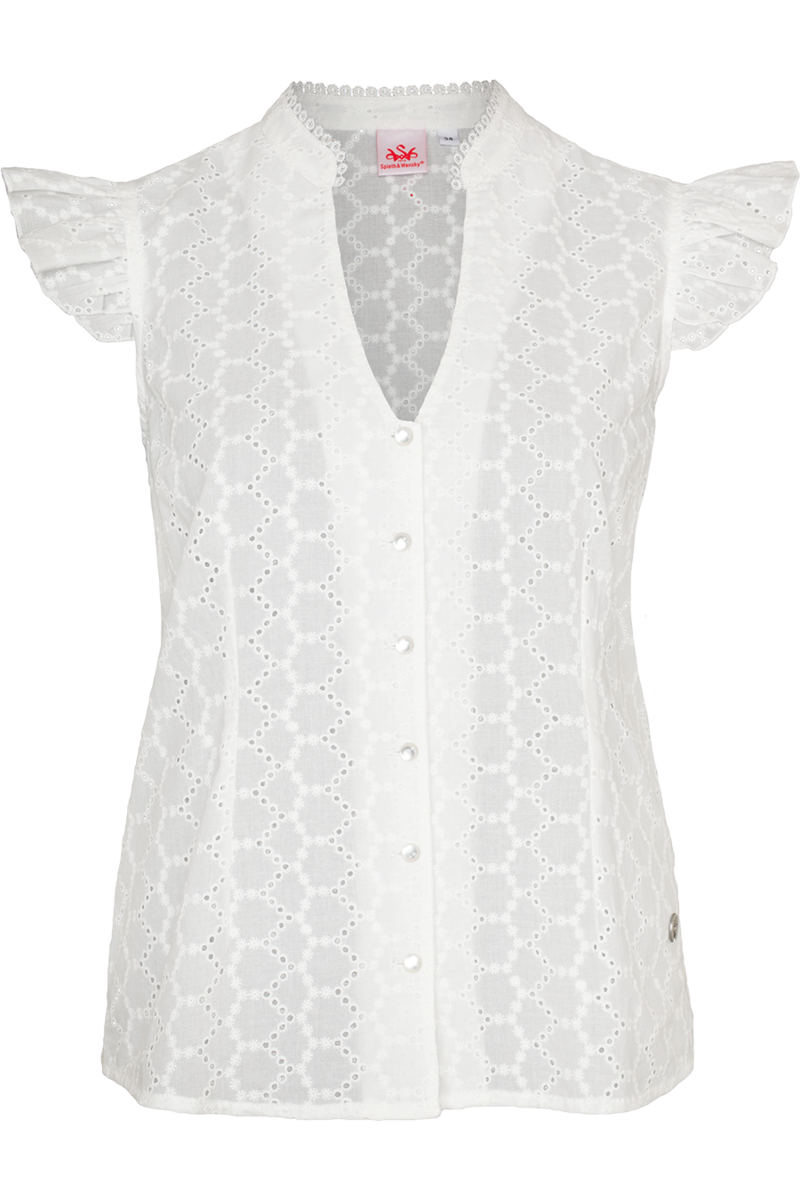 Damen Trachtenbluse mit Flgelarm und Lochmuster