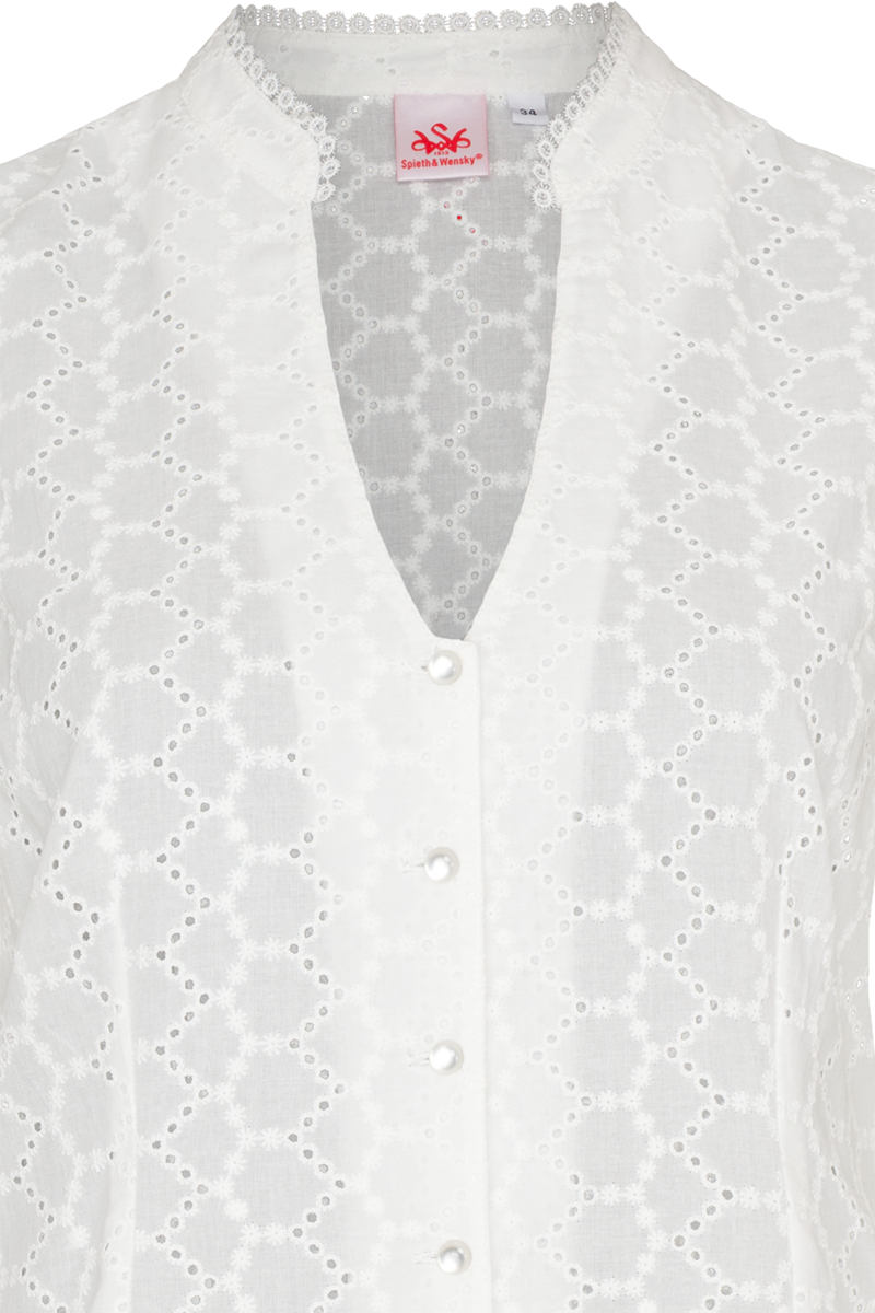 Damen Trachtenbluse mit Flgelarm und Lochmuster Bild 2