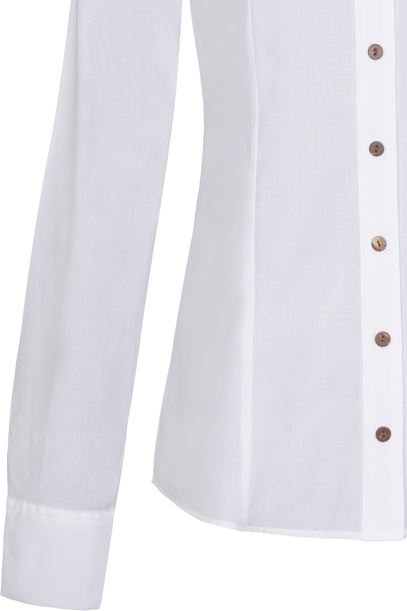 Damen Trachtenbluse aus Baumwolle mit V-Ausschnitt und Punktmuster wei Bild 2