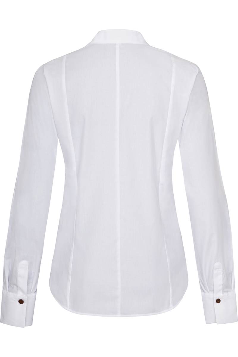 Damen Trachtenbluse aus Baumwolle mit V-Ausschnitt und Punktmuster wei Bild 2