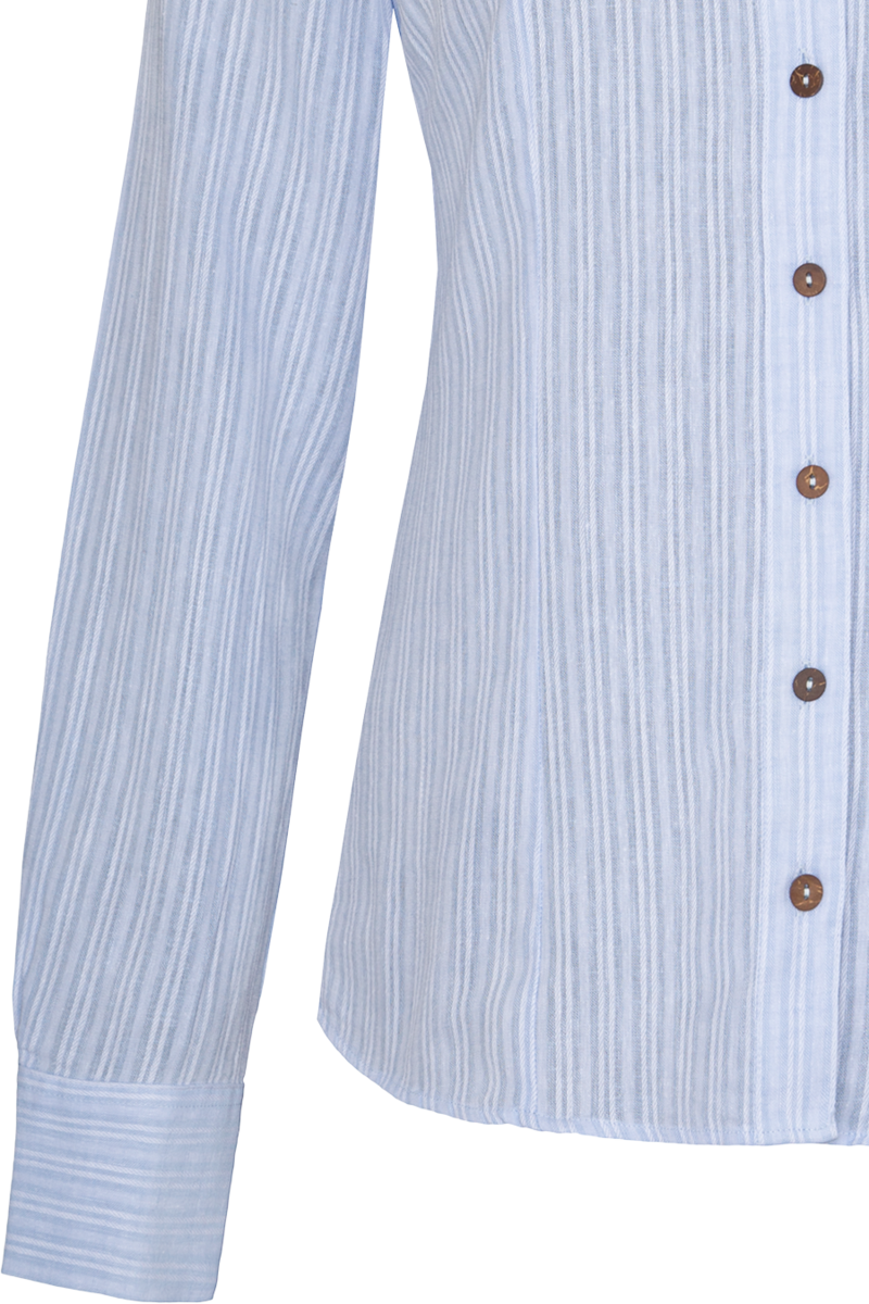 Damen Bluse gestreift aus Baumwoll-Leinen-Mix blau Bild 2
