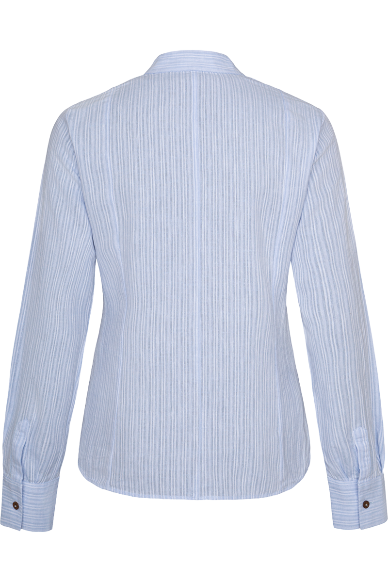Damen Bluse gestreift aus Baumwoll-Leinen-Mix blau Bild 2