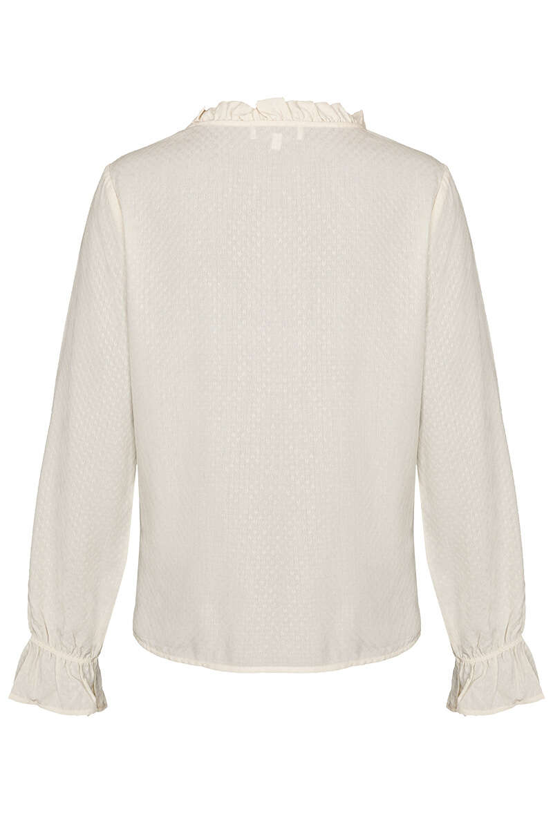 Hochgeschlossene Damenbluse mit langen rmeln creme Bild 2