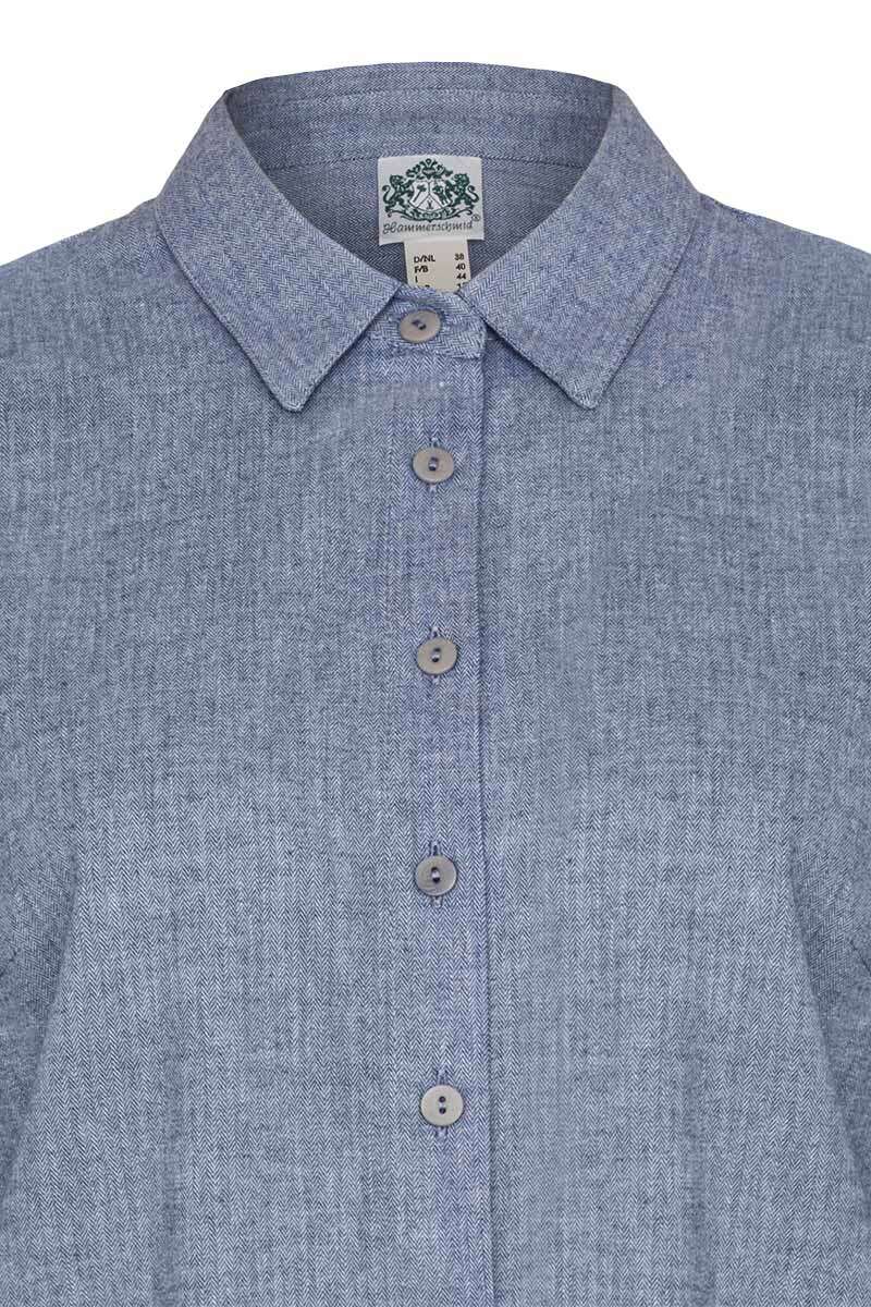 Damen Trachtenbluse langarm hellblau Bild 2