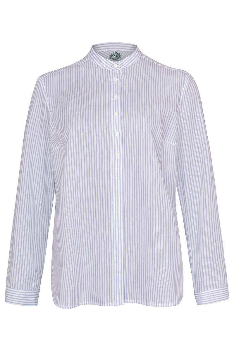 Damen Trachtenbluse gestreift blau gemustert