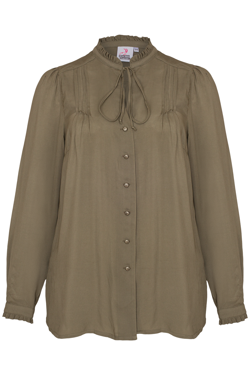 Damen Trachtenbluse Langarm oliv