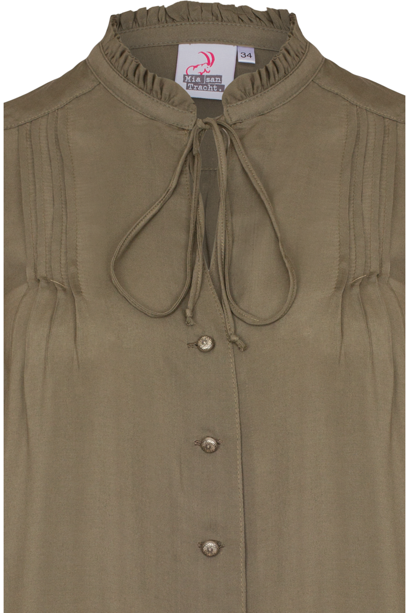 Damen Trachtenbluse Langarm oliv Bild 2