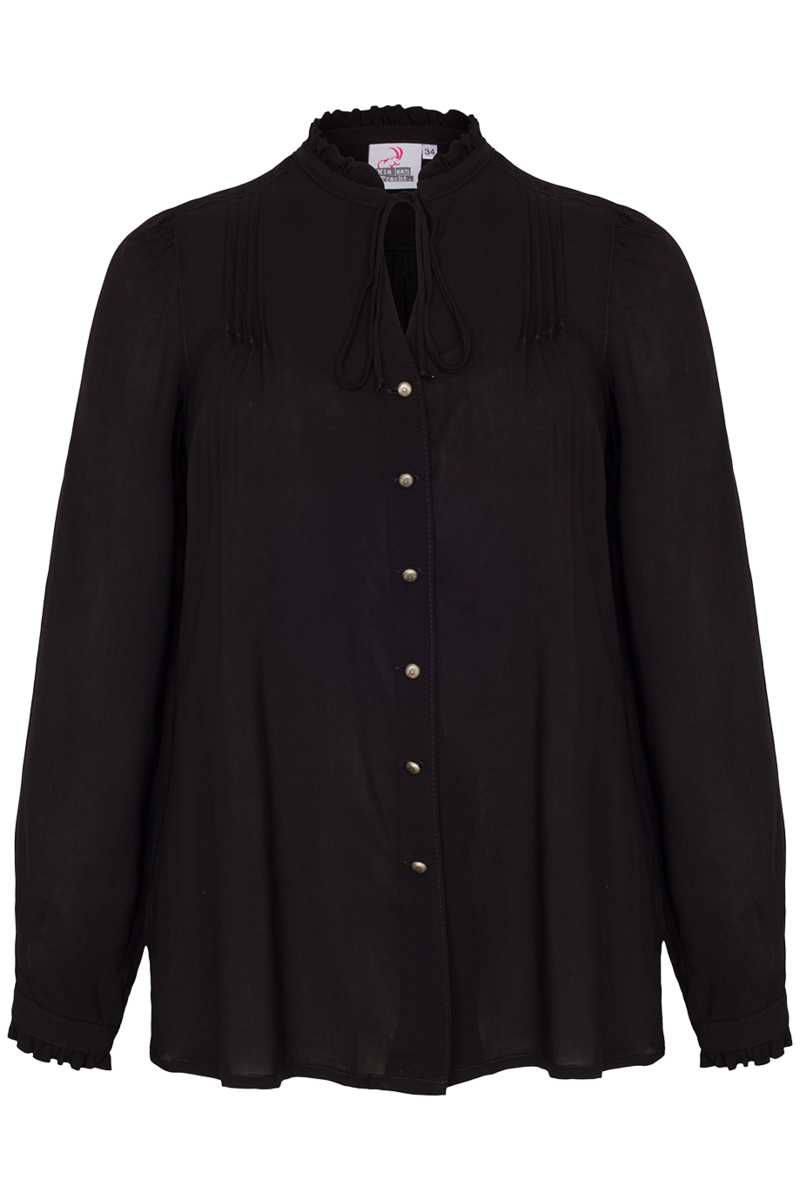 Damen Trachtenbluse Langarm schwarz