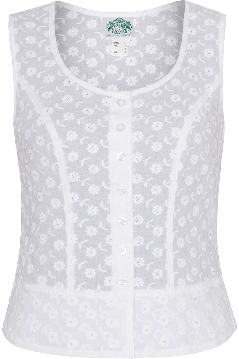 Damen Miederbluse rmellos mit Lochmuster wei