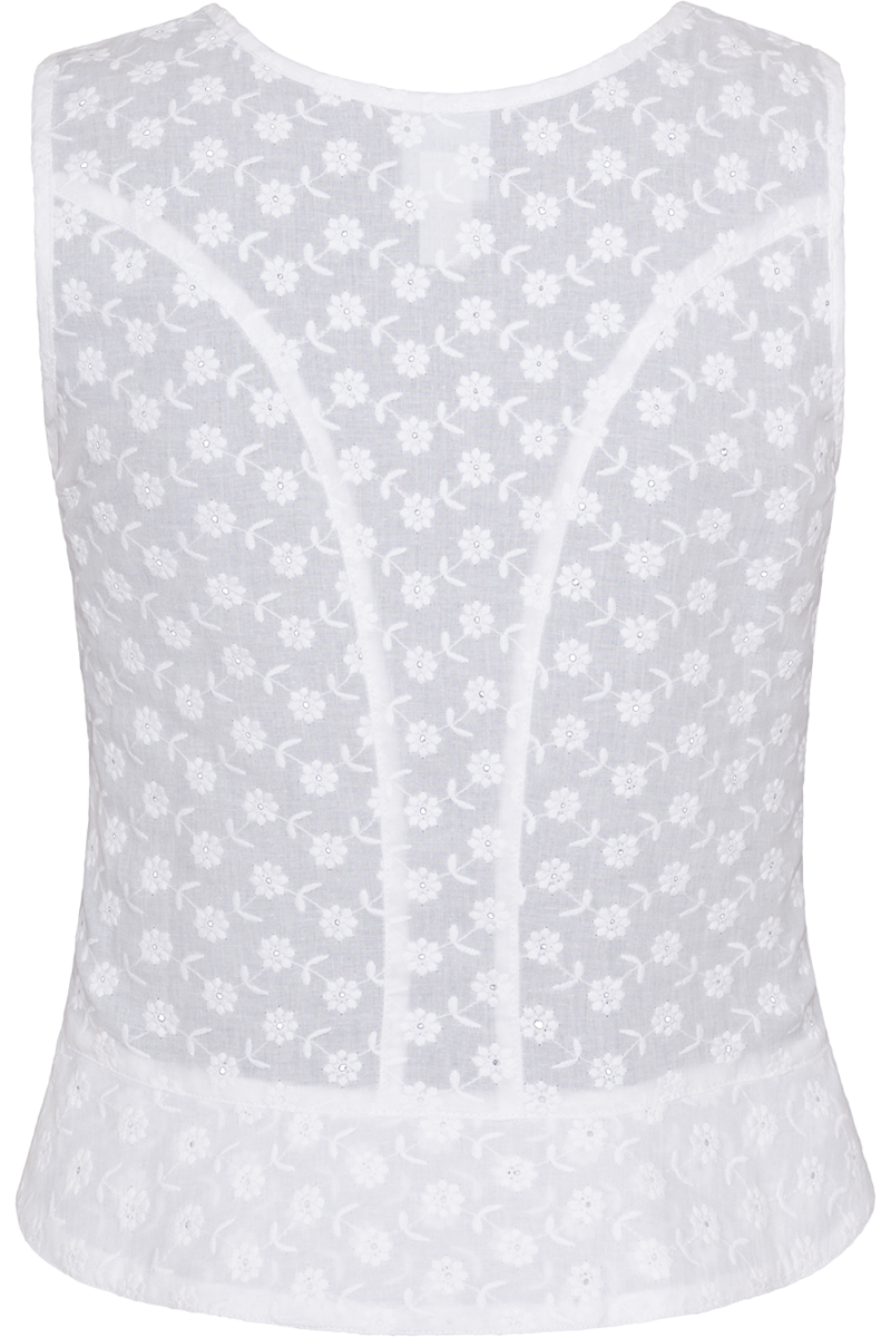 Damen Miederbluse rmellos mit Lochmuster wei Bild 2