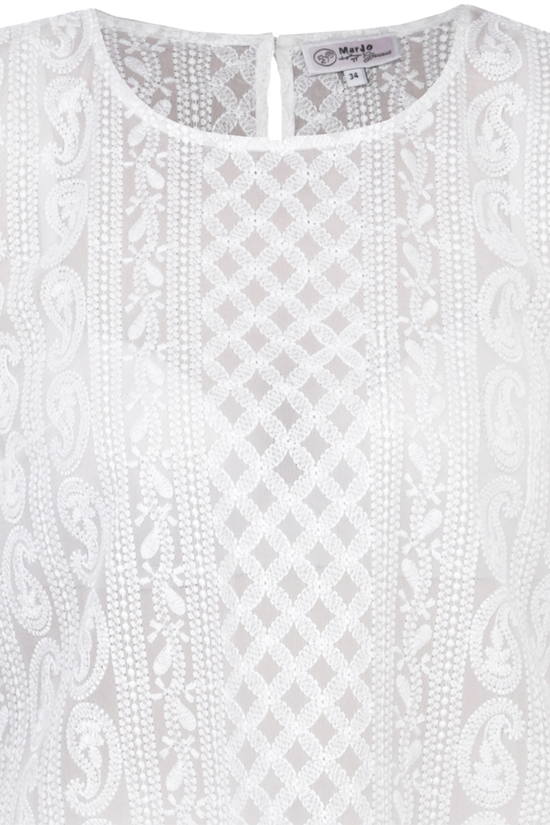 Bluse transparent bestickt und mit weitem Arm wei Bild 2