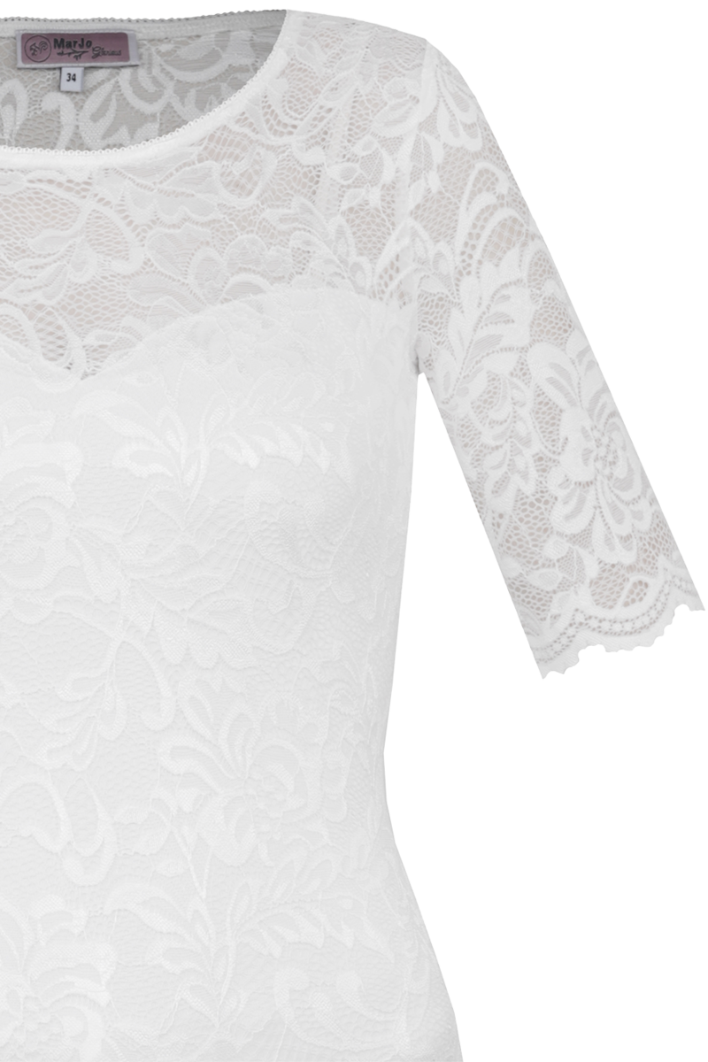 Damen Spitzenbody vollelastisch mit Halbarm offwhite Bild 2