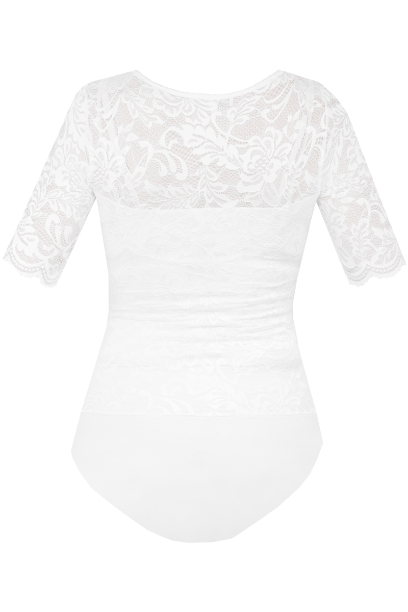 Damen Spitzenbody vollelastisch mit Halbarm offwhite Bild 2
