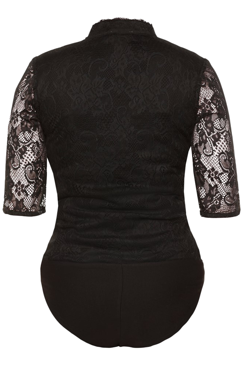 Damen Trachten Body aus Spitze halbarm schwarz Bild 2